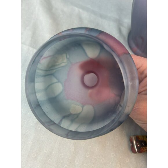 Vtg Reuven Nouveau Art Glass Hand Painted Candy Jar Canister Lid Urn Vase ~9 in - Picture 6 of 8